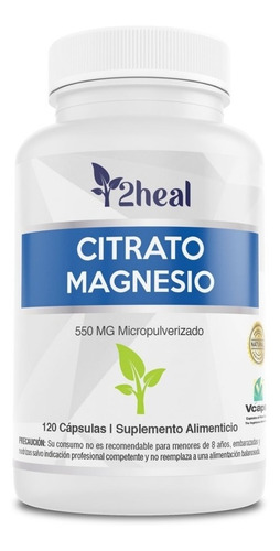 2heal - Citrato Magnesio 500mg, Micropulverizado 120caps