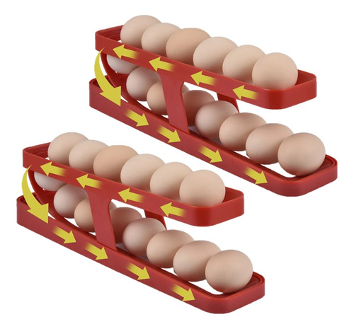 X2 Huevera Organizador De Huevos Para Refrigerador Rodante