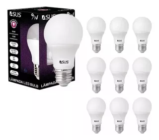 Kit 10 Lâmpada Led Bulbo 9w Soquete E27 Bivolt Casa Comercio