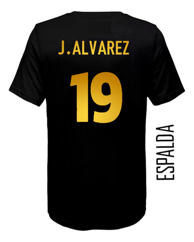 Remera Algodon Camiseta Atletico Madrid Golden #19 Alvarez