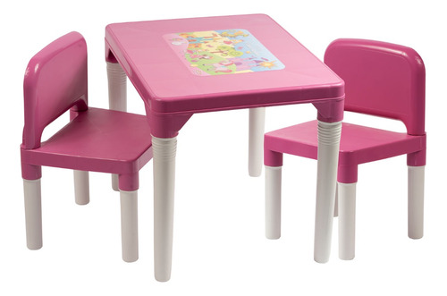 Mesinha Infantil Para Atividades Com 2 Cadeira Baby Hercules Cor Rosa