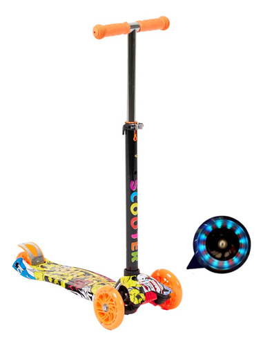 Patinete Infantil 60kg 4 Rodas Com Led Brinquedo De Criança Cor MD04