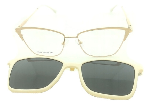 Anteojos Clip On Lentes 2254 Metal Polarizado Uv Pin Up Flex Beige