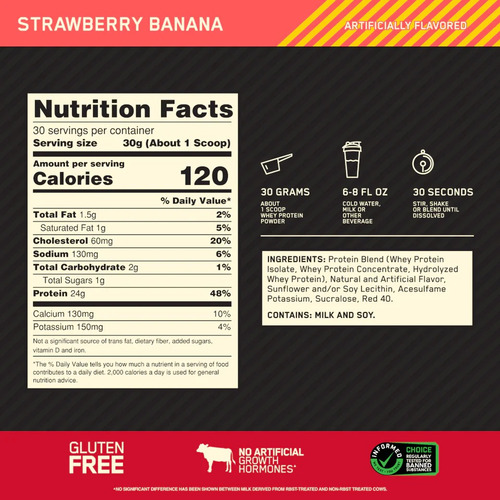 100% Whey Gold Standard 907g Banana Com Morango On Val 08/25