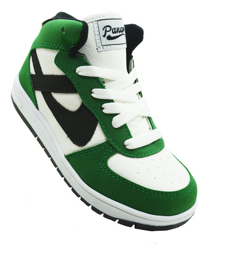 Tenis Bota Panam 011514-0017 Blanco/verde Sintético Niños