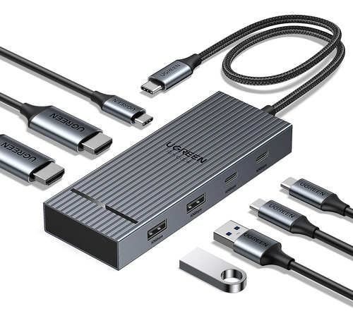 Estación De Acoplamiento 7 En 1 Usb-c Dual 4k 60hz, 100w Pd