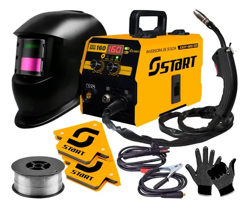 Kit Máquina De Solda Inversora Tocha + Máscara Acessórios Preto 220v