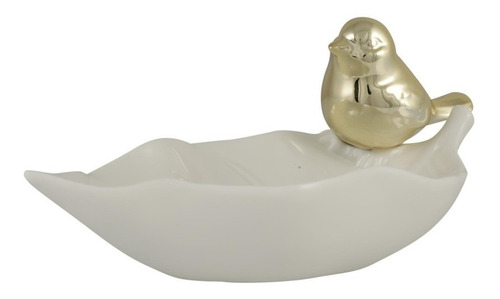 Figura Decorativa Porcelana Hoja Golden Bird I