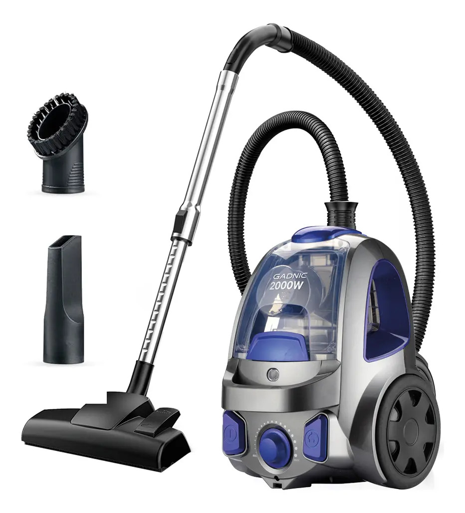 Aspiradora Ciclonica Gadnic 2000W Regulador De Potencia Filtro Lavable Reutilizable Cable Retractil Tubo Metalico Extensible Multisuperficie