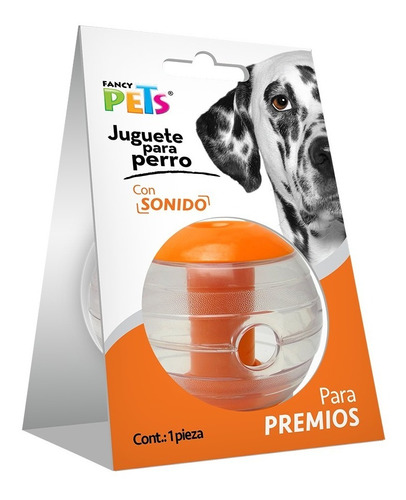 Pelota Con Sonido Premios Recompensa Perro Fancy Pets Color Naranja/Transparente