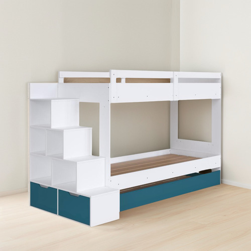 Cama Treliche Com Colchão Infantil Branco Azul Completa