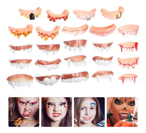 Dentaduras Postizas De Halloween Con Colmillos De Vampiro Fa
