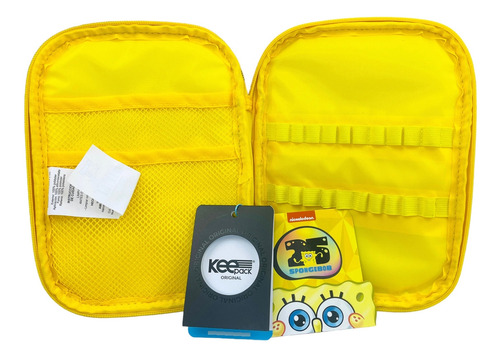 Mochila Carrito, Lonchera Y Lapicera Bob Esponja Primaria Amarillo