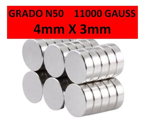 Neo-dimio Imanes N50 4mm X 3mm 50 Pzas