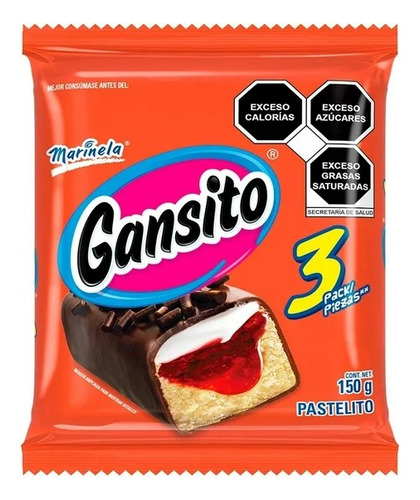 Pastelito Marinela Gansito 3 Pzas