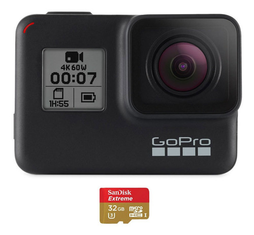 Imagem 2 de 6 de Câmera Gopro Hero 7 Black + Cartão 32gb Original Com Nota