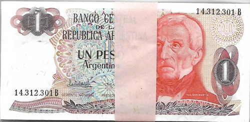 Fajo 100 Billetes 1 Peso Argentino Serie B Unc Palermo
