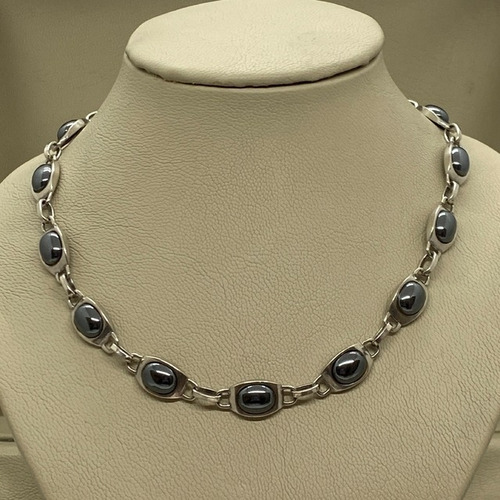 Importante Collar En Plata 950 Con Hematites Ac.ep