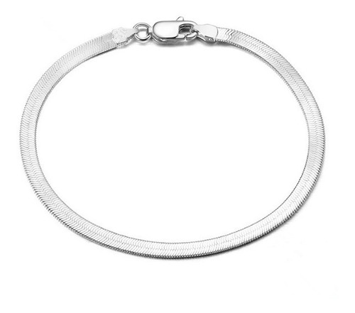 Pulsera, Cadena Plateada Flexible Unisex De Plata 925 