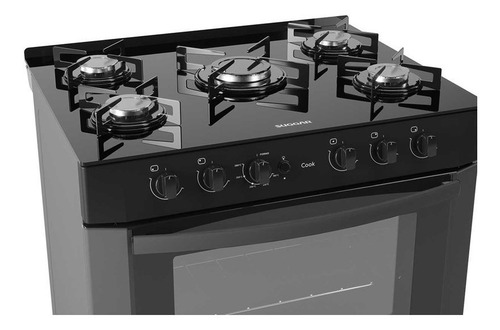 Imagem 3 de 5 de Fogão de piso Suggar Cook 5Q gás engarrafado 5 queimadores preto 127V/220V porta com visor 90L