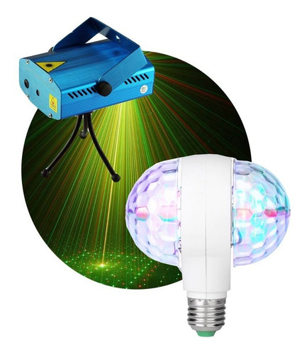 Combo Luces Dj Laser Lluvia + Bola Rayos Doble Led Giratoria