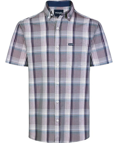 Camisa Country Masculina Wrangler Xadrez Manga Curta Lavanda