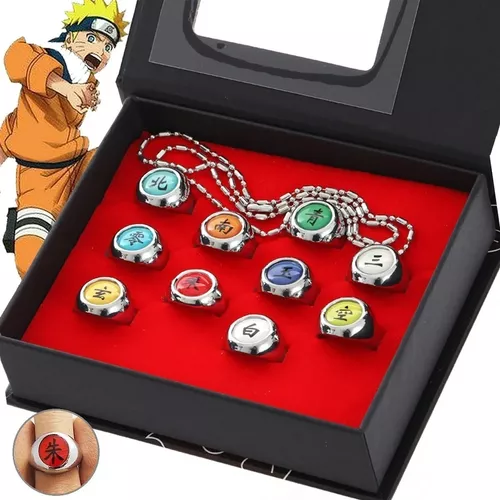 Anillo Miembro Akatsuki Cosplay Anime Naruto 10piezas+cuello