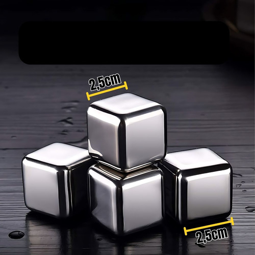 Kit de 8 cubitos de hielo metálicos de acero inoxidable con asa para bebidas de whisky