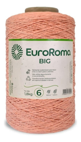 Barbante Euroroma Colorido Big Cone 1,8kg Kilo Fio N 6 Cor Salmão