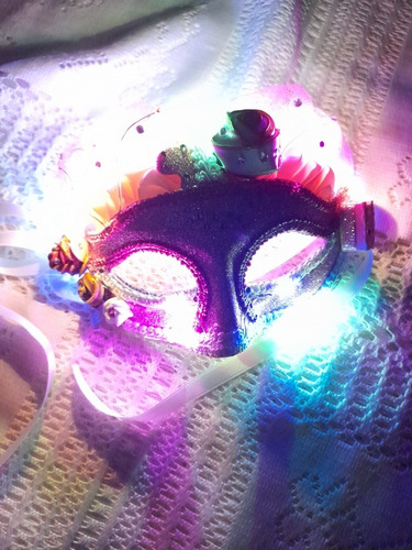 Antifaz Veneciano 15 ,novia,rosa, Con Luz Led. Cartapesta