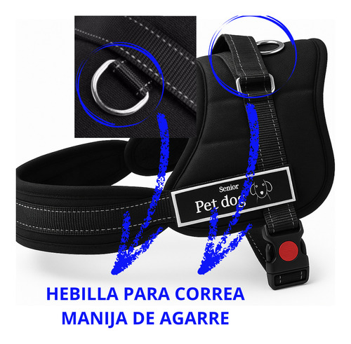 Pretal Arnes Perros Pechera Anti Tirones Mas Correa Gratis Talle M --- Color Negro M