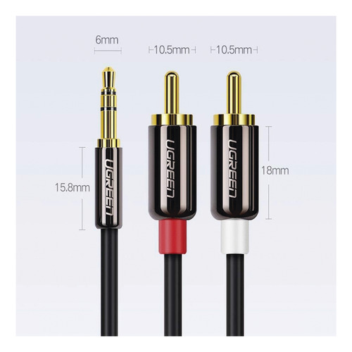 Cable Audio Premium Jack 3.5mm A 2 Rca Macho 10 Mts Ugreen