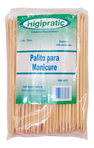 Palito De Madeira Para Manicure Higipratic - Pacote 100un