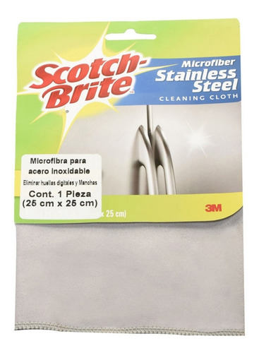Imagen 2 de 5 de Paño Microfibra Para Acero Inoxidable Scotch-brite 25x25 Cm