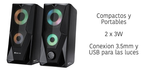 Parlante 2.0 Gamer Rgb Xtrike-me Pc Sk-501 Usb Jack 3.5mm