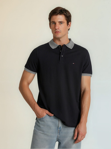 Polo Con Rayas Regular Fit Azul Tommy Hilfiger
