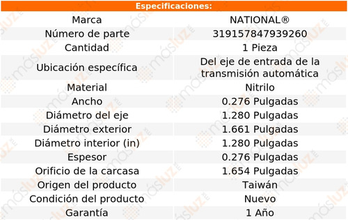 1- Retén Eje Entrada T/ A P/ Honda Accord 92 National