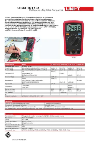 Uni-t Multimetro 33b+ Pinza Amperometrica 202+ Detector 12s