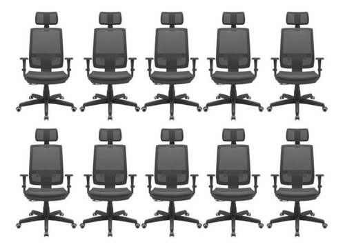 Kit 10 Cadeiras Escritório Presidente Ergonômica Nr17 Wt