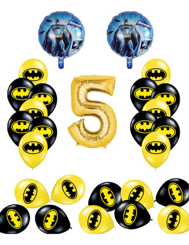 Pack Globos Batman Combo Kit Con Número Y Dos Cortinas