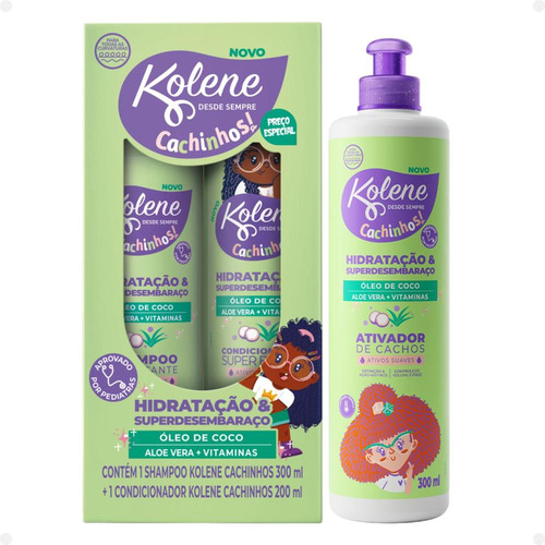 Kit Kolene Cachinhos: Sham 300ml, Cond 200ml E Ativador