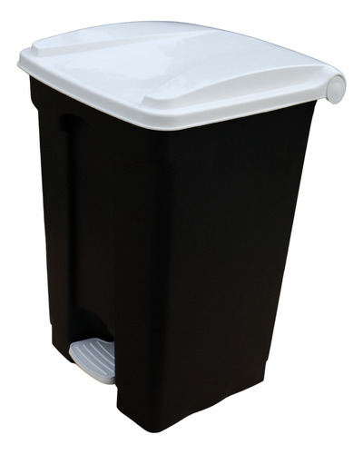 Bote Cesto De Basura 40 Lt Plástico Con Tapa Pedal Premium Color Negro