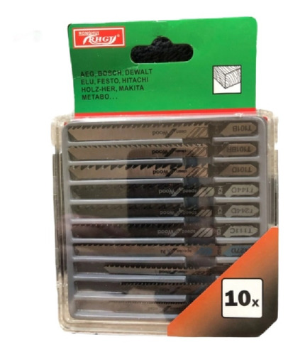 Imagen 1 de 8 de Pack De 10 Hojas Sierra Caladora Tipo T Corte Madera Y Metal