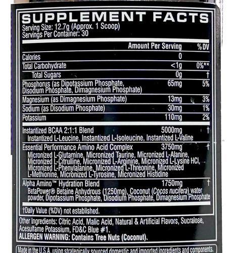 Suplemento En Polvo Cellucor Aminoácidos Bcaa's Alpha Amino Bcaa's Sabor Ice Blue Razz En Bote De 381g