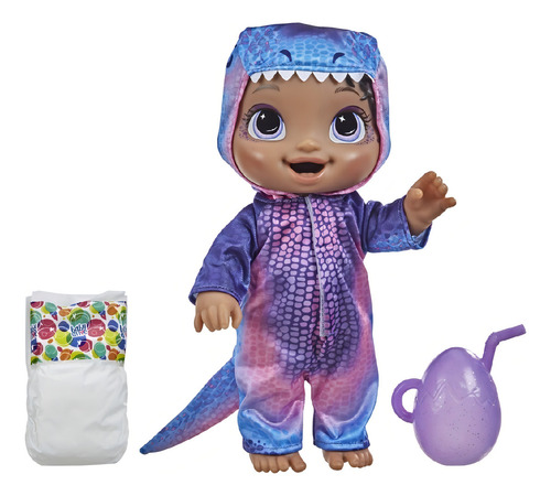 Boneca Baby Alive Dino Cuties Negra Hasbro + Comida P Boneca
