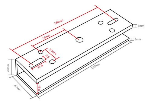 Soporte U 600lbs 300kg Cerradura Electromagnética Blindex