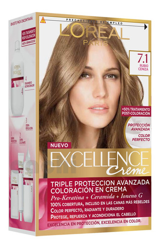 Tinta Loreal Excellence Creme Rubio Cenizo 7.1