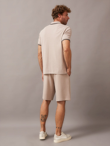 Polo Stretch Metal Button Beige Calvin Klein