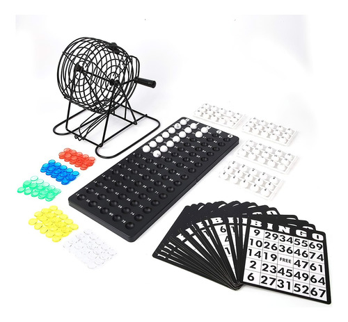 Bingo Juego Mesa Tómbola Metal Fichas Cartas Fiesta