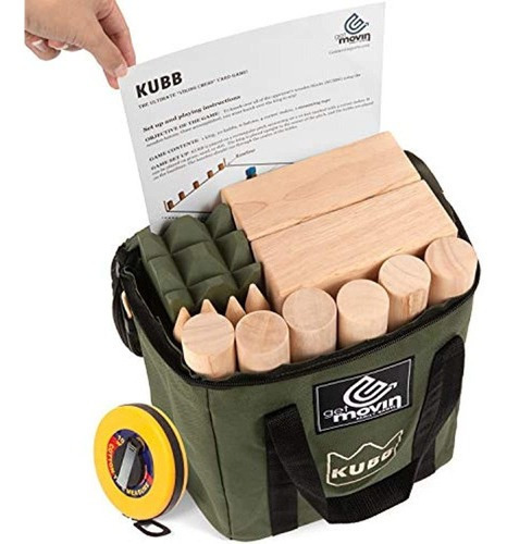 Imagen 5 de 5 de Getmovin Sports Kubb Juego De Madera De Caucho Premium, Ajed